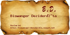 Biswanger Dezideráta névjegykártya
